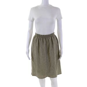Zoran Women's Elastic Waist Unlined Mini Wrap Linen Skirt Green Size M